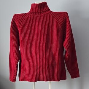 Eddie Bauer Vibrant Red Ribbed Turtleneck Sweater